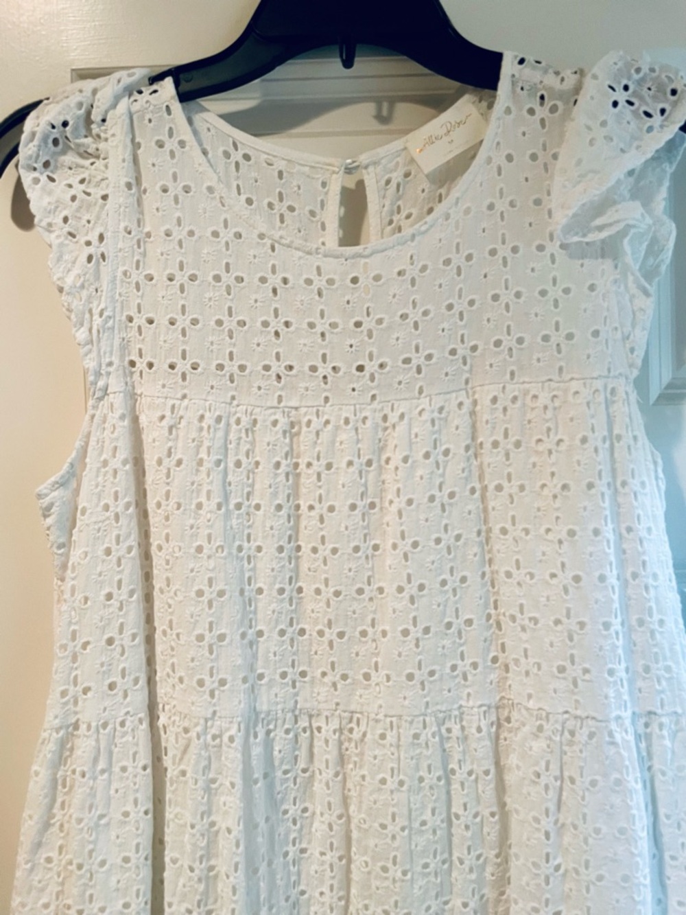 White Eyelet Tiered Sleeveless Dress